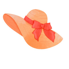 Orange Watercolor Sun hat.	