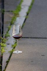 Glass of wine on the street
