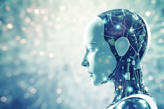 Ai generative. Robot face, Artificial intelligence concept.
