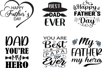 Father's day typography t-shirt design bundle set