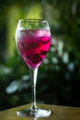 raspberry and red dragon fruit prosecco wine spritzer cocktail