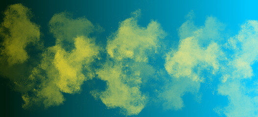 Fototapeta na wymiar Abstract blue background with yellow color blobs. Colorful background for your web design.