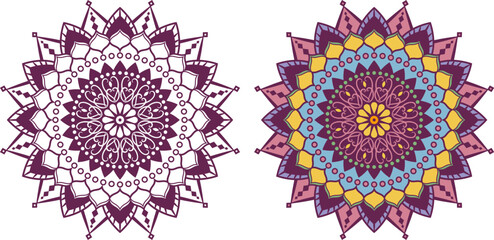 色付きの豪華な曼荼羅セット。