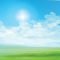 Obraz na płótnie Canvas Sun is shining. Sunny day vector illustration. Day 4-God Created The Sun. 