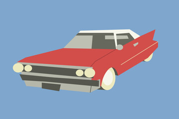 1959 Cadillac Series 62. Red Classic Car Vector.