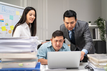 Asian young businessman patient work with manager in office workplace. 