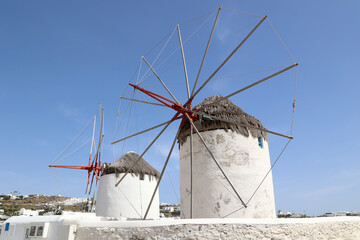 Windmills on the Cyclades island of Mykonos- Cyclades-Greece   