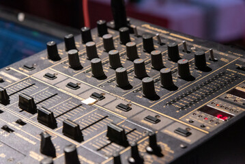 closeup of a dj mix table