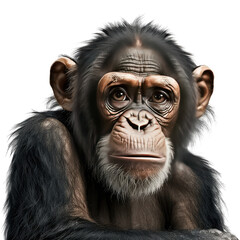 black chimpanzee isolated on white