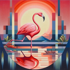 Art deco flamingo