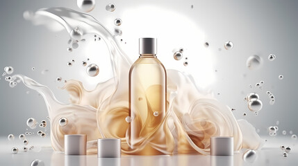 Hair treatment and haircare concept Background - white bottle