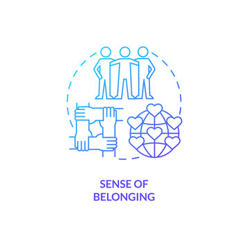 Sense of belonging blue gradient concept icon. Micro community. Common goal. Interpersonal relationship. Social cohesion abstract idea thin line illustration. Isolated outline drawing
