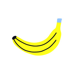 Tropical acid fruit isolated yellow banana. Hand drawn vector