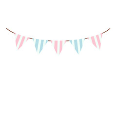 Watercolor pink and blue pennants Party flag.	
