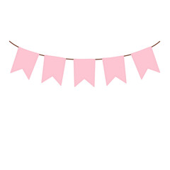 Obraz premium Watercolor pink pennants Party flag. 