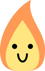 Cute smile burning fire doodle cartoon icon PNG