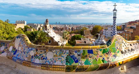 Zelfklevend Fotobehang Panoramic view of Park Guell in Barcelona, Spain © M.studio