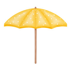 Yellow beach umbrella Watercolor.	
