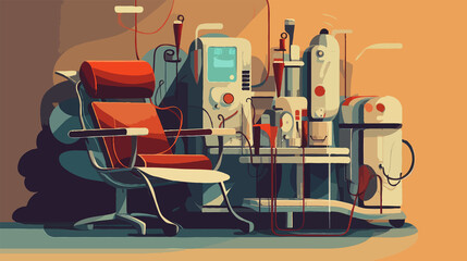 Vector Equipment Dialysis machines in hospitals
