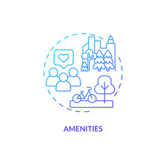Amenities blue gradient concept icon. Real estate. Housing cooperative. Quality of life. Residential community. Social interaction abstract idea thin line illustration. Isolated outline drawing