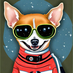 宇宙服を着たチワワ