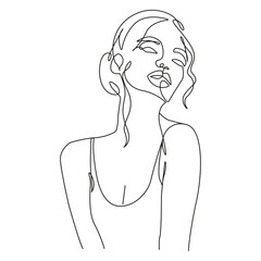 Beauty Woman Silhouette Line Art Drawing for Minimalist Fashion Design. Elegant Woman Line Art Illustration. Beautiful Female Body Black Sketch Line Drawing on White Background. Vector EPS 10