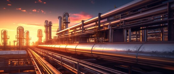 Industrial pipeline on a sunny day. Generative AI