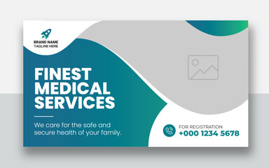 Medical healthcare youtube thumbnail | web banner template and video thumbnail | Editable promotion banner design