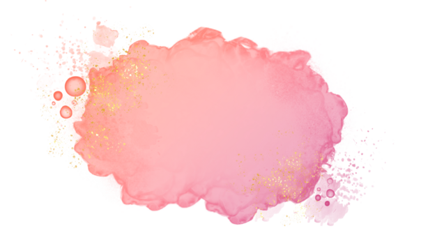 Pastel rose or pink watercolor brush stroke splash with luxury golden frame and glitter gold lines round contour frame for banner or logo wedding elements	