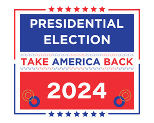 Presidential Election Banner Background for year 2024. American Election campaign between democrats and republicans both political parties.
