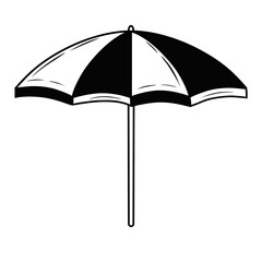 Black doodle beach umbrella.	
