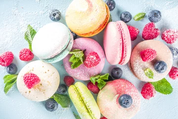 Zelfklevend Fotobehang Colorful french macaron dessert © ricka_kinamoto