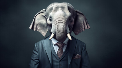 elephant businessman in a suit. Generative AI