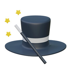 magician hat game icon 3d illustration - obrazy, fototapety, plakaty