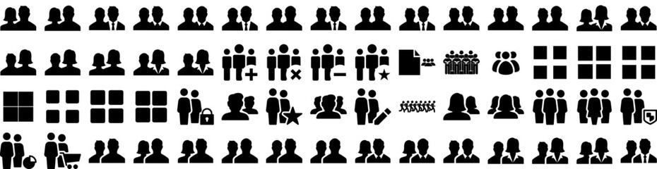 Set Of Group Icons Isolated Silhouette Solid Icon With Group, Teamwork, People, Team, Happy, Together, Community Infographic Simple Vector Illustration Logo