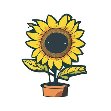 sunflower beauty mascot icon illustration
