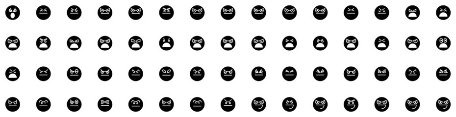 Set Of Angry Icons Isolated Silhouette Solid Icon With Angry, Young, Emotion, Expression, Female, Background, Isolated Infographic Simple Vector Illustration Logo