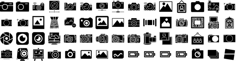 Set Of Photo Icons Isolated Silhouette Solid Icon With Photo, Design, Background, Frame, Blank, Picture, Paper Infographic Simple Vector Illustration Logo