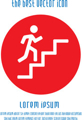 Career success metaphor. Businessman on stairs running up vector icon eps 10.