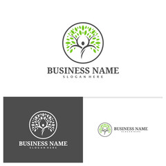 People Tree logo template, Creative Nature logo design vector, Tree logo concept