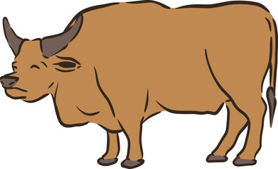 Islamic Animal Cow Flat Hand Drawn Illustration