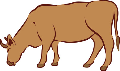 Islamic Animal Cow Flat Hand Drawn Illustration