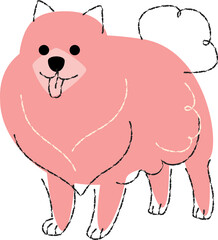 Pomeranian . Cute dog cartoon characters . Flat shape and line stroke design .