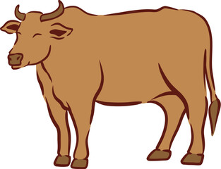 Islamic Animal Cow Flat Hand Drawn Illustration