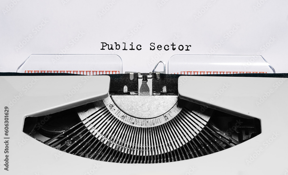 Poster text public sector typed on retro typewriter
