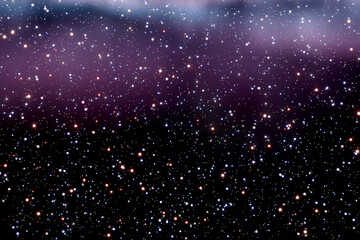 A group of stars with purple clouds. 
