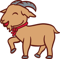 Islamic Animal Sheep Flat Hand Drawn Illustration