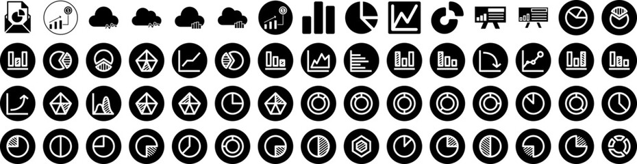 Set Of Graph Icons Isolated Silhouette Solid Icon With Data, Diagram, Finance, Financial, Business, Graph, Chart Infographic Simple Vector Illustration Logo