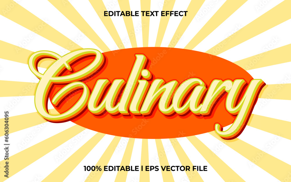 Poster culinary 3d text effect and editable text, template 3d style use for food tittle