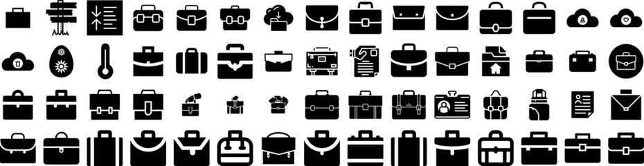 Set Of Portfolio Icons Isolated Silhouette Solid Icon With Management, Portfolio, Layout, Vector, Marketing, Business, Concept Infographic Simple Vector Illustration Logo